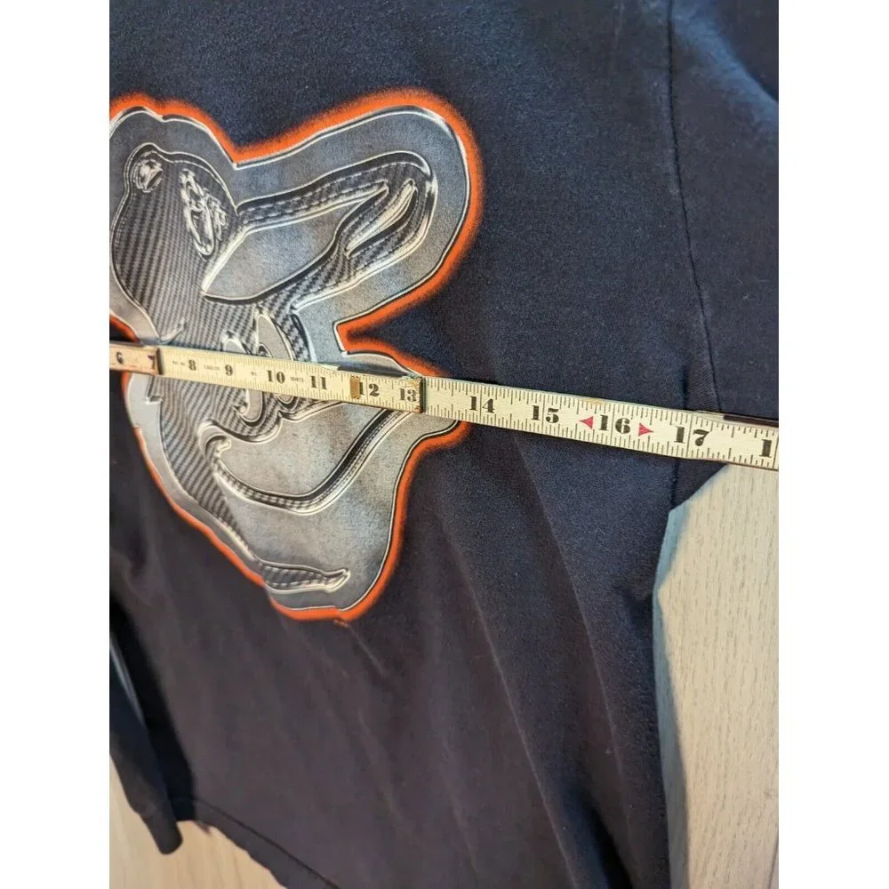 Nike Baltimore Orioles Bird Logo Tee Mens Size Small S Black Long Sleeve Chrome